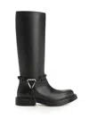 Bottega Veneta Knee High Boot Braided Strap Detail In Black