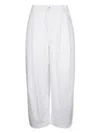 Bottega Veneta Wide Leg Pleated Trousers With Back Pockets In White