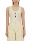 Bottega Veneta Ribbed Knit Cotton Tank Top In Cream