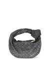 Bottega Veneta Women Mini Jodie Bag In Graphite Suede In Gray
