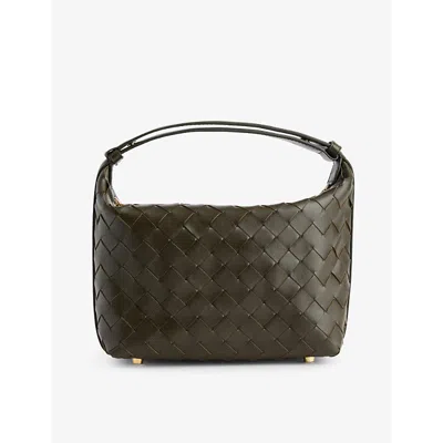 Bottega Veneta Wallace Mini Leather Shoulder Bag In Khaki/gold