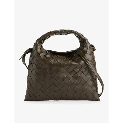 Bottega Veneta Womens Kaki-m Brass-kaki Hop Mini Leather Cross-body Bag