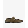 Bottega Veneta Taupe Astaire Mary-jane Ballerina Flats In Khaki