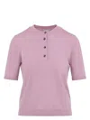 Bottega Veneta Short-sleeved Knit Top In Pink & Purple