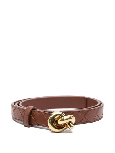 Bottega Veneta Women Knot Leather Belt In Brown