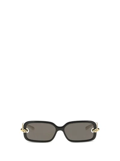 Bottega Veneta Knot Rectangular-frame Acetate And Gold-tone Sunglasses In Black