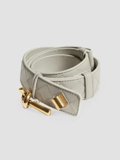 Bottega Veneta Women's Knot-buckle Intrecciato Nappa Leather Belt In Grey