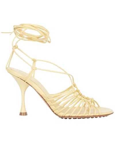 Pre-owned Bottega Veneta Women's Lambskin Dot Leather Sandal (authentic Pre-loved) In Yellow