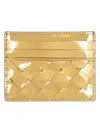 Bottega Veneta Intrecciato Leather Credit Card Case In Metallic