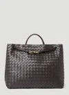 Bottega Veneta Andiamo Embellished Intrecciato Leather Tote In Brown