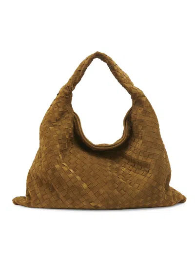 Bottega Veneta Women's Large Hop Intrecciato Suede Hobo Bag In Brown
