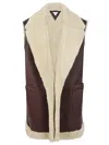 Bottega Veneta Women Leahter Shearling Vest In Brown