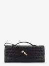 Bottega Veneta Women Leather Andiamo Clutch With Intrecciato Motif In Black