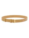 Bottega Veneta French Leather Belt With Hammered Brass Buckle In Dark Praline