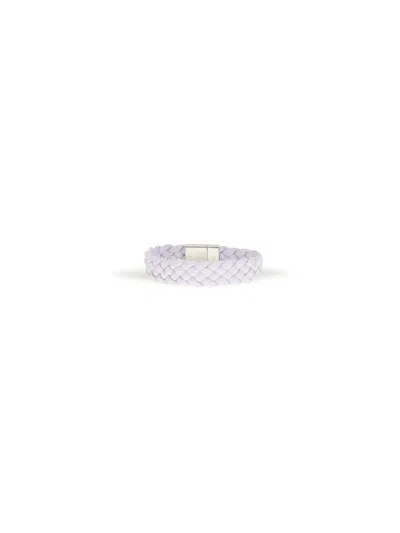 Bottega Veneta Women Leather Braided Bracelet In Purple