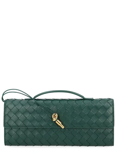 Bottega Veneta Women's Leather Clutch Bag, 13 X 31 X 3 Cm In Green