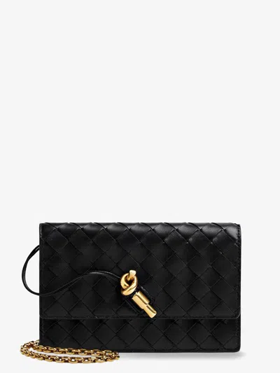 Bottega Veneta Women Leather Crossbody Bag With Intrecciato Motif In Black