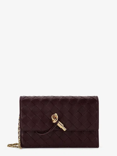 Bottega Veneta Women Leather Crossbody Bag With Intrecciato Motif In Burgundy