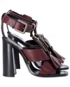 Bottega Veneta Women's Leather Fringe Buckle T-strap Block Heel Sandal  (authentic Pre-loved)