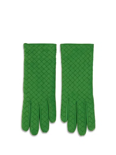 Bottega Veneta Women Leather Gloves In Green