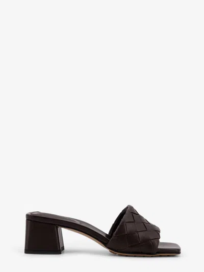 Bottega Veneta Women Leather Heel Sandals With Intrecciato Motif