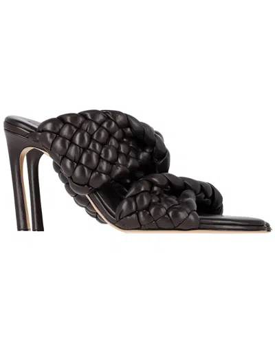 Pre-owned Bottega Veneta Women's Leather Intrecciato Slide Sandal (authentic Pre-loved) In Brown