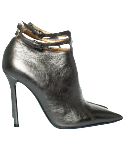 Bottega Veneta Women's Leather Metallic Leather Ankle Boot (authentic Pre-  Loved) In Black