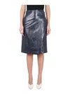 Bottega Veneta Blue Embossed Leather Midi Skirt In Blue