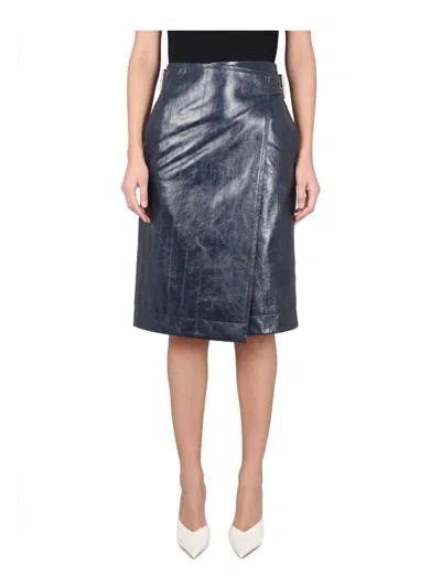 BOTTEGA VENETA WOMEN'S LEATHER MIDI SKIRT