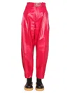Bottega Veneta Cropped Leather Pants In Red