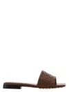 Bottega Veneta Riva Intrecciato Leather Slides In Brown