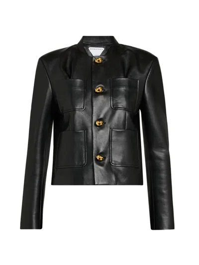 Bottega Veneta Soft Napa Lambskin Leather Jacket With Knot Buttons In Black