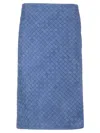 Bottega Veneta Women Leather Pencil Skirt In Blue