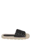 Bottega Veneta Black Leather Intrecciato Sandals In Black