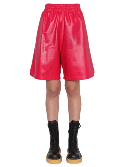 Bottega Veneta Women Leather Shorts In Red