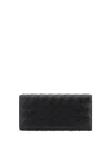 Bottega Veneta Women Black Leather Intrecciato Wallet In Multicolor