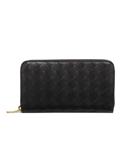 Bottega Veneta Women's Leather Zip-around Wallet In Black