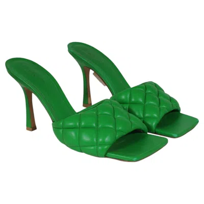 Pre-owned Bottega Veneta Women Lido Leather Woven Sandals Size Us 9 Eu 39 Green Leather