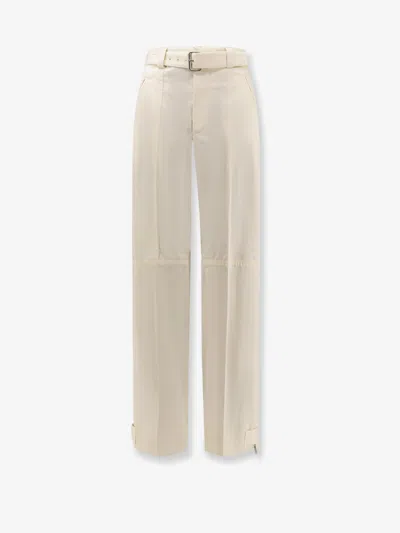 Bottega Veneta Women Light Cotton Trousers With Belt In Multi