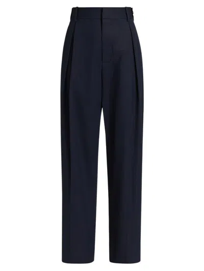 Bottega Veneta Women's Light Cotton Twill Trousers In Blue