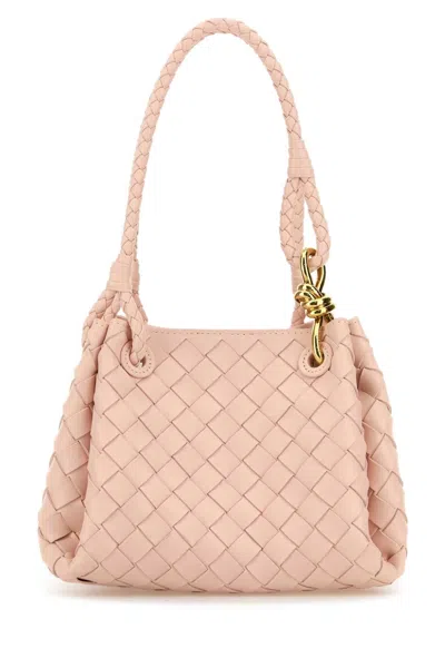 Bottega Veneta Women Light Pink Leather Small Parachute Handbag