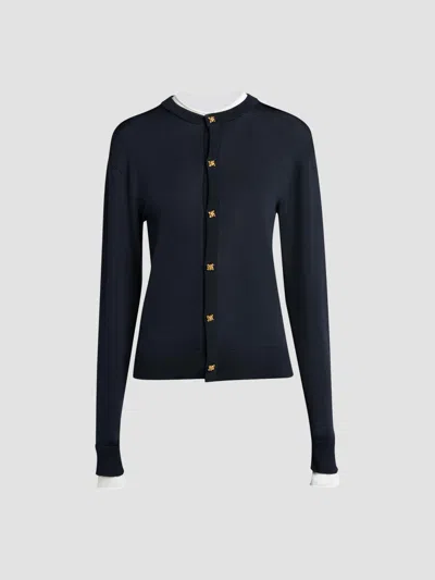Bottega Veneta Cardigan Aus Doppelt Gestrickter Seide-blau In Blue