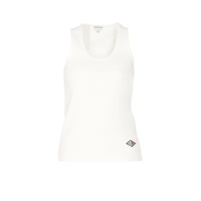 Bottega Veneta Women Logo Cotton Rib Jersey Tank Top In White