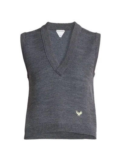 Bottega Veneta Women's Logo Wool Sweater Vest In Thunder