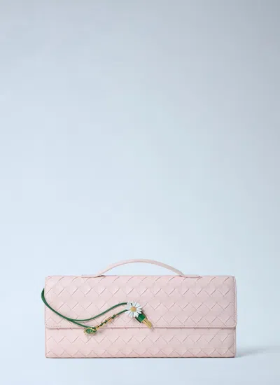 Bottega Veneta Andiamo Small Embellished Intrecciato Leather Clutch In Pink