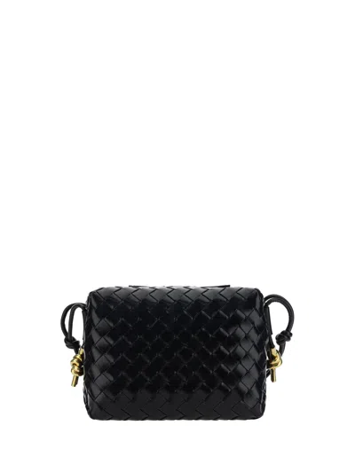 Bottega Veneta Loop Intrecciato Leather Crossbody Bag In Black