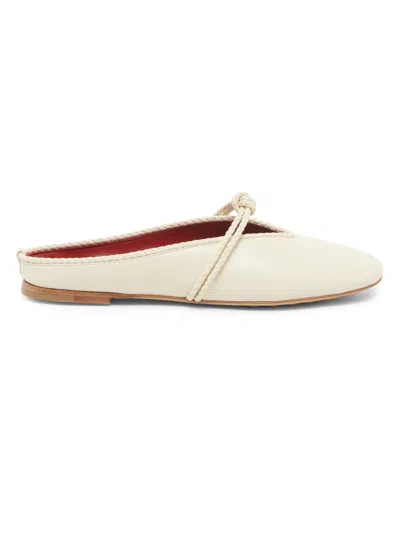 Bottega Veneta Lagoon Nappa Leather Knotted Mary Jane Ballerina Mules In White