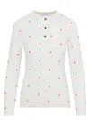 Bottega Veneta Polka Dot Crew Neck Top With Red Embellishment