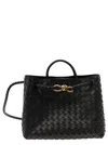 Bottega Veneta Women 'medium Andiamo' Black Handbag With Knot Detail And Intreccio Motif In Leather  In Multi