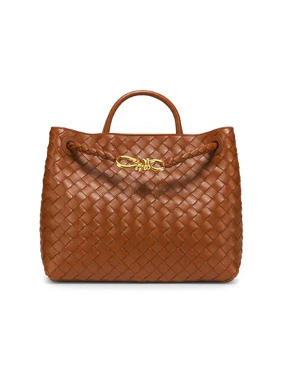Bottega Veneta Women's Medium Andiamo Intrecciato Leather Top-handle Bag In Cognac